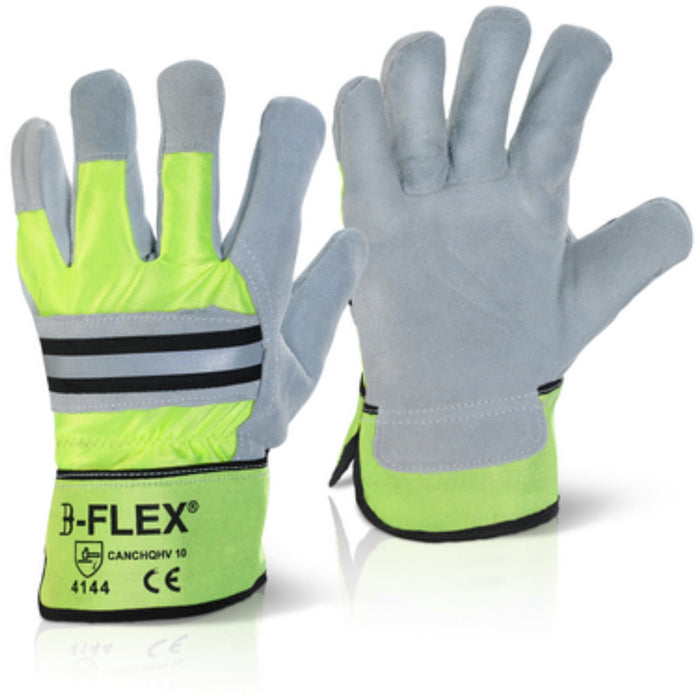 GLOVE, (Leather) Hi-Viz Reflective