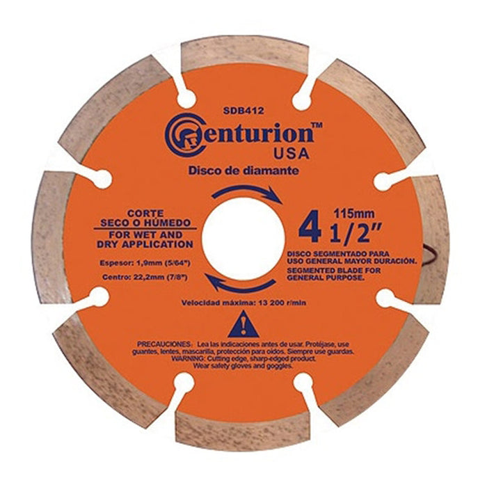 Diamond Blade 4 1/2" Segmented Dry Cut