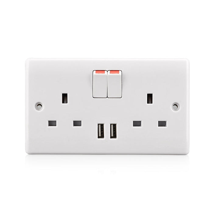 Double Outlet Socket 220V with USB Port