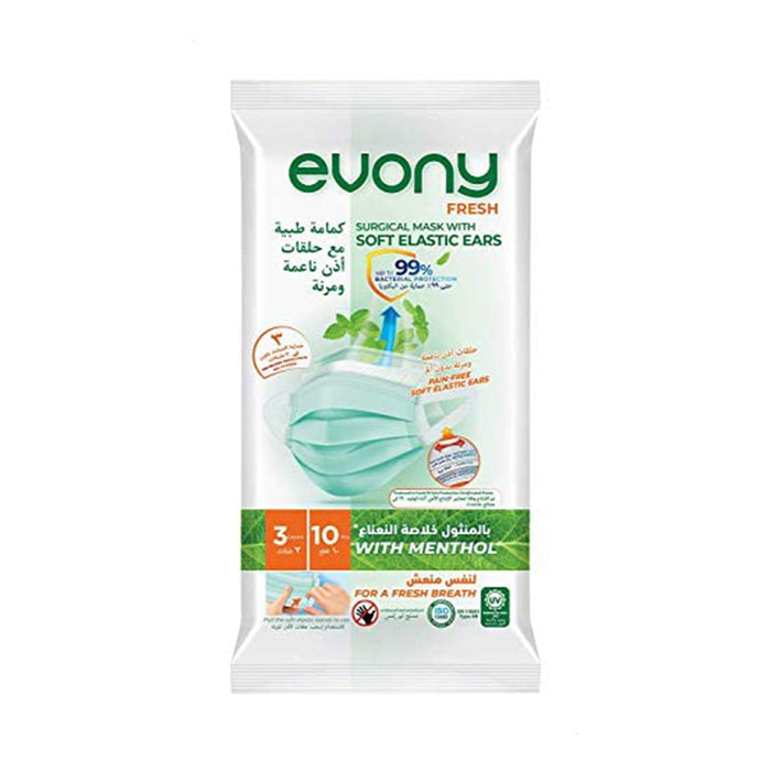 EVONY¨ MENTHOL 3-Ply Surgical Masks 50pk