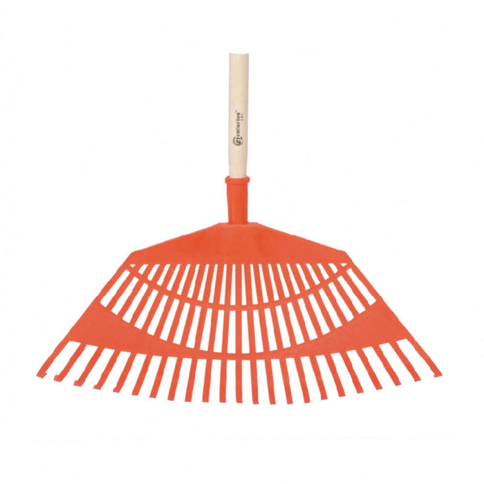 Rigid Plastic Fan Rake 22Tine with wood Handle